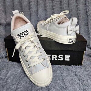 COPY - NEW! Converse Women's Pale Gray LEATHER Madison OX , Bow accent, size US…